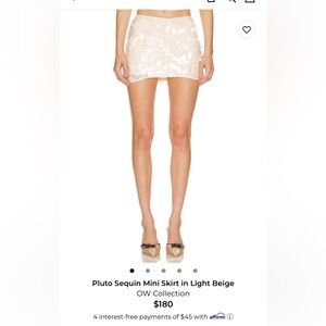 OW Collection Light Beige Sequin Mini Skirt